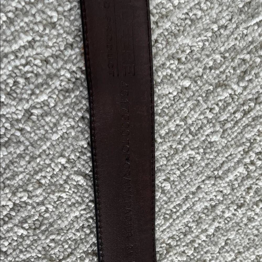 John Deere Brown Leather Belt Camo Inlay Embossed Panels | Size 34